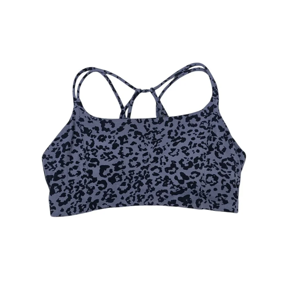 Athleta Leopard Print Sports Bra Crossback‎ Straps Medium Support Activewear